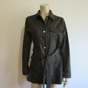 TED BAKER Khaki Green Cargo 4 Long Sleeve Silver Tone Buttons Pockets Jacket